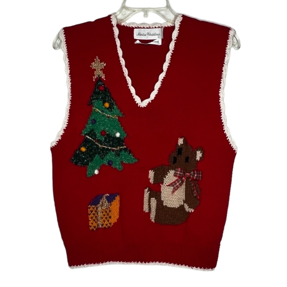 Vintage Marisa Christina Hand Knitted Christmas Sweater Vest